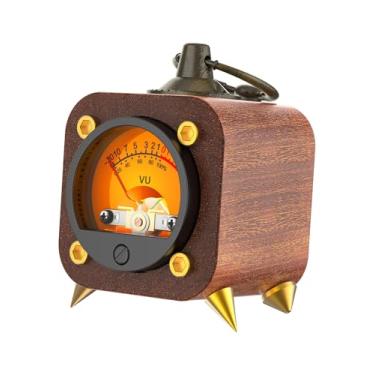 Imagem de FEIFANZHE Medidor VU analógico retrô sem fio, indicador de nível de som, visor do painel DB, luz traseira quente VU, amplificador de nível de áudio, sincronização de música VU e luzes ambientais de