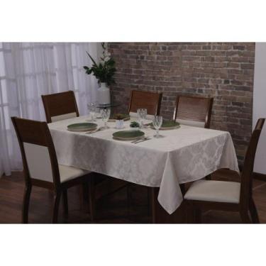 Imagem de Toalha para Mesa de 4 lugares Tecido Jacquard - Marfim - Rulidry Enxov