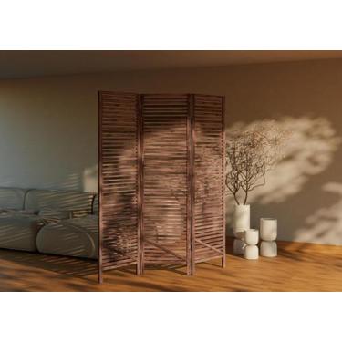 Imagem de Biombo Decorativo Oliver 3 Folhas em Madeira Maciça Espresso Móveis