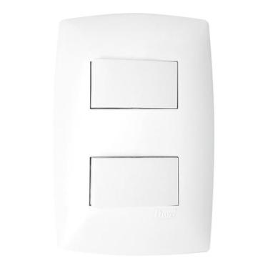 Imagem de Interruptor Duplo 10a Home Horizontal Branco Placa 4x2 Blux