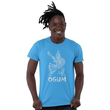 Imagem de Camiseta Ogum Orixá Umbanda Candomblé - BLACKCHIC, Azul turquesa, GG