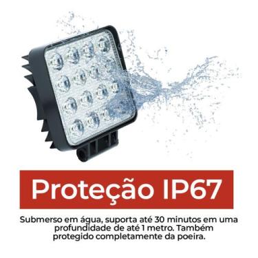 Imagem de Farol De Milha 48w Quadrado 16 Leds Bivolt Agrícola Trator - BRIWAX