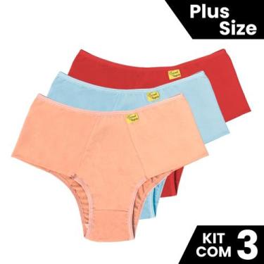 Imagem de Kit 3 Calcinhas Conforto Grávida Pós Parto Microfibra  Plus Size Com P