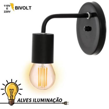 Imagem de Luminária Arandela de Parede cabeceira Vintage 1 Lâmpada Soquete E-27 