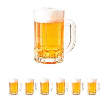 Imagem de 6 caneca de chopp cerveja bebida vidro grosso 400ml - Rio Tijucas