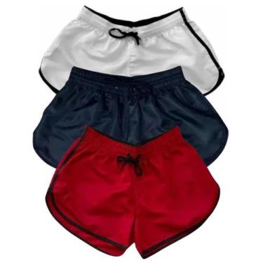 Imagem de Kit 3 Short Tactel Feminino Liso Verão Bermuda Moda Praia - Relaxado, 