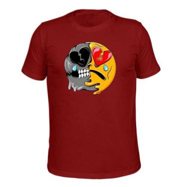 Imagem de Camiseta Algodão Tecido Macio Emoji Coração - Surprass, Bordô, GG
