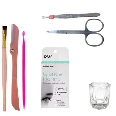 Imagem de Kit Henna Glance Profissional Designer Sobrancelha Navalha Tesoura Pal