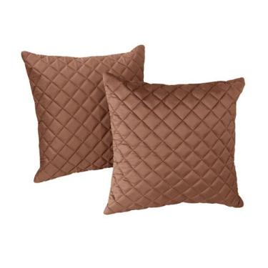 Imagem de Kit 2 Almofadas Tressê 50x50cm Veludo Marrom Acobreado - Nexta Casa