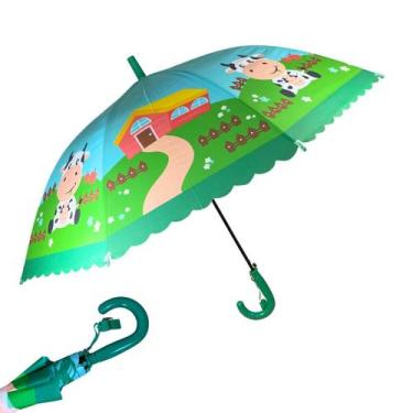 Imagem de Guarda Chuva Infantil Automático Com Apito Vaquinha Crianças Meninas M