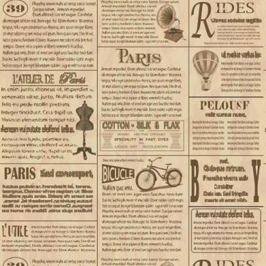 Imagem de Papel de Parede Temático Vintage Jornal de Paris Antigo 1,5m - DEKAL D