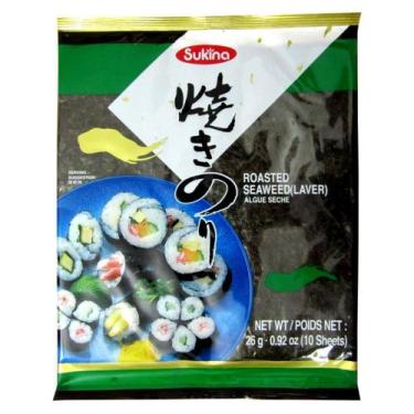 Imagem de Nori alga marinha para sushi e temaki com 10 folhas - sukina