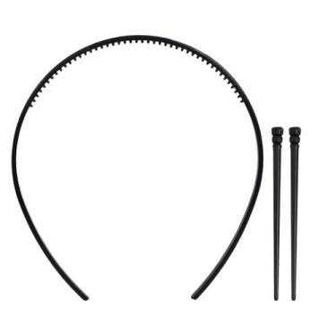 Imagem de 20 Tiara Arco Fina 4mm E Palito Liso Preto Adulto Decorar - Russo Art