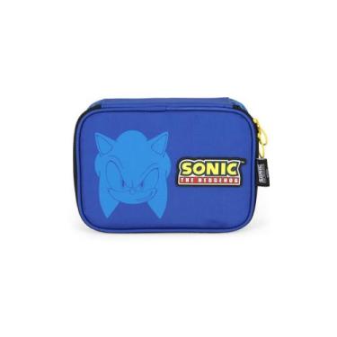 Imagem de Estojo Box Juvenil Sonic Meninos Escolar 100 Pens Personagem, Azul