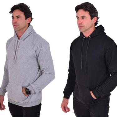 Imagem de Kit 2 Moletons Canguru Masculino 100% Algodão Conforto Qualidade Flane