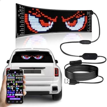Imagem de Luz de olhos do diabo para carros, placa de LED programável, placa de LED para carro, controle de aplicativo Bluetooth, texto de design DIY, padrões, animações (38 x 10 cm)
