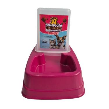 Imagem de Comedouro dupla função cachorro e gato brinqpet rosa