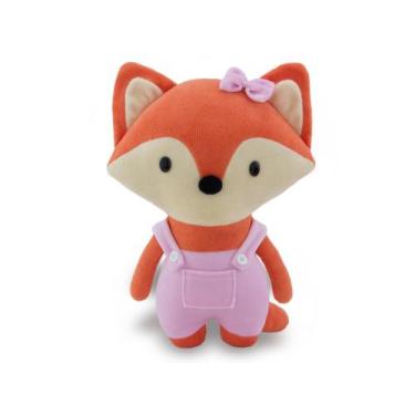 Imagem de Raposa de Pelúcia Rosa 30cm Bichinhos floresta Bosque Menina - Toybrin