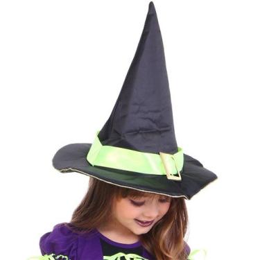 Imagem de Chapéu de Bruxa Infantil FEITIÇO - Fita de Cetim VERDE - Quimera Kids