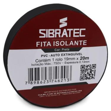 Imagem de Fita isolante Preta 19mm x 20 metros Classe C Sibratec