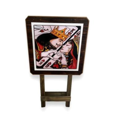 Imagem de Mesa Dobrável Rei E Rainha de Copas Baralho Truco Em Madeira - Dr Deco