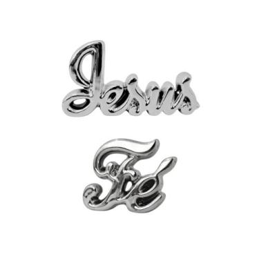 Imagem de Conjunto Palavra Decorativa Jesus Fé Cerâmica Brilhante - Enfeite Rack