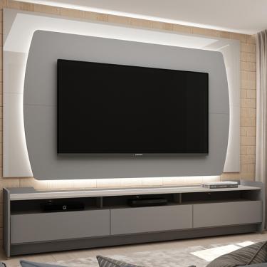 Imagem de Painel E Rack Com Led Sublime 220 Cinza Off White - Gelius