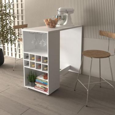 Imagem de Bancada Adega com Porta Taças e Prateleira AD5003 Branca Tecnomobili