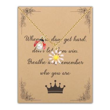 Imagem de BEKECH Colar de joaninha Good Luck Ladybug Daisy Colar Pingente Boa Sorte Presentes para Amigo Melhor Amigo, One_Size, Metal, Sem Pedra Preciosa