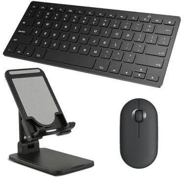 Imagem de Teclado e Mouse Bluetooth, Suporte iPad 2021 9G 10.2" Preto