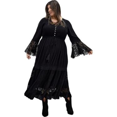 Imagem de City Chic Vestido longo de renda Tisha feminino, Preto, 25 Plus Size