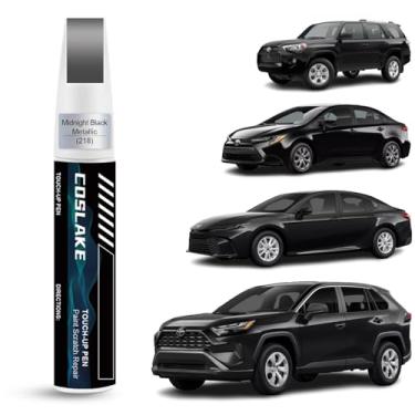 Imagem de COSLAKE Tinta de retoque de carro (Midnight Black Metallic(218)) para Toyota, kit de reparo de arranhões de pintura de carro, solução rápida e fácil para reparar arranhões no carro, caneta removedor