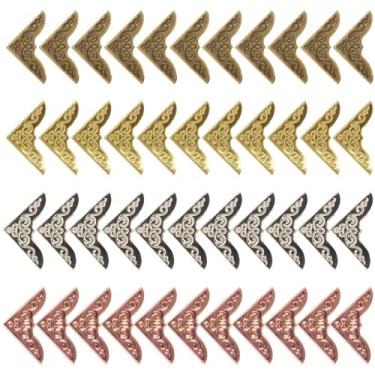 Imagem de 200 peças de cantos de livro de metal, protetor de canto de livro pequeno, canto de ferro decorativo para álbum de recortes de álbum de fotos, capa de diário, álbum de recortes de canto, pasta de menus (ouro, prata, ouro rosa, bronze antigo)