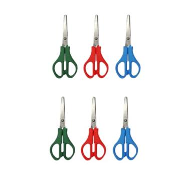 Imagem de Kit 20 Tesouras Escolar multiuso costura sem ponta cor do cabo colorido sortida ideal para atividades escolares, artesanato e projetos de colagem