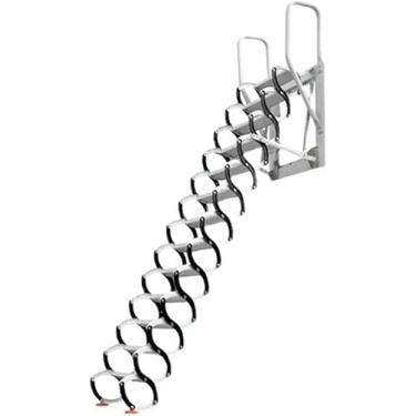 Imagem de Escada dobrável montada na parede para baixo escada do sótão retrátil escada sótão escada sótão degraus com braços carga 500 libras, M2, 3,8-4 m/152-160 pol