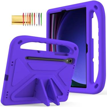 Imagem de Dteck Capa infantil para tablet Galaxy Tab S9 FE 5G e S9/S8/S7 de 11 polegadas com suporte para caneta S, alça protetora leve à prova de choque, capa de espuma vinílica acetinada adequada para