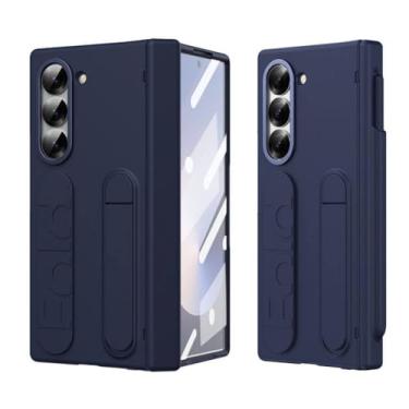 Imagem de Capa Anti-Queda com Suporte para S Pen para Samsung Galaxy Z Fold 6 Suporte para Alça de Mão Suporte para Lente Proteção Capa Rígida, Azul, para Galaxy Z Fold 6