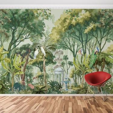 Imagem de RAINBOW WSK 160 cm A x 226 cm L Floresta Tropical Plantas Vegetais Papel de Parede para Quarto de Crianças Palmeira Floresta Mural de Parede Safari Selva Folha Verde Decalques de Parede Peel and Stick