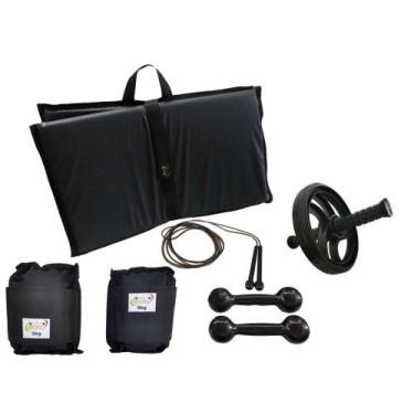 Imagem de Kit Tornozeleira 5KG Lilás + Halteres 5KG Lilás + Colchonete Lilás + R