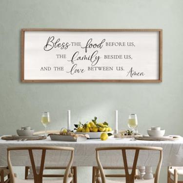 Imagem de Surfapans Decoração de parede Bless the Food Before Us, 81 x 30 cm, placa de cozinha familiar, casa de jantar, sala de jantar, cristã, versículo bíblico, escritura, vintage, arte de parede de madeira