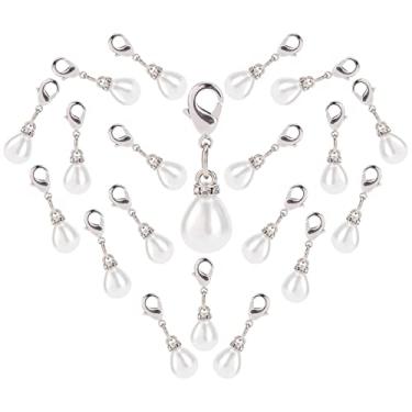 Imagem de SUNNYCLUE 1 caixa com 20 marcadores de ponto de crochê, marcadores de ponto de crochê, imitação de pérolas, strass, pingentes de clipe removível, fecho lagosta, marcadores de tricô para tecelagem, costura, colcha de malha