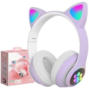 Imagem de Fone de ouvido Gatinho Cat ear Headphone bluetooth (ROXO)