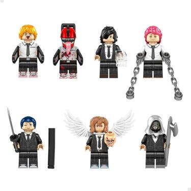 Imagem de Kit Bonecos Chainsaw Man Denji Makima Aki Anime Manga Blocos De Montar