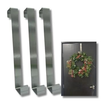 Imagem de Kit com 3 Suporte Guirlanda Inox Grande 30cm Gancho para Pendurar Enfeite de Natal Em Inox Escovado Encaixa Sem furos Ideal para Guirlanda Grande ou Pequena, Decoração De Natal Festas natalinas