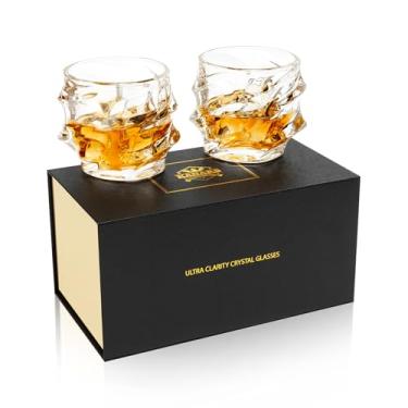 Imagem de KANARS Copo de uísque 325 ml, conjunto de 2 copos de cristal para Scotch Bourbon Snifter Brandy Irish Whisky, copos de licor exclusivos para homens, presente de pai