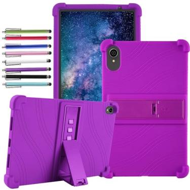 Imagem de elitegadget Capa para tablet VOLENTEX VASOUN Tab 10 Lite modelo M10 / APOLOSIGN Maxsignage ApoloMedia TWTNVOF EP103A 10,1 polegadas – Capa de silicone leve com 1 caneta stylus aleatória (roxa)