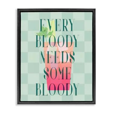 Imagem de Stupell Industries Tela emoldurada Bloody Mary Cocktail Black Floater Design de arte de parede por Daphne Polselli, 25 x 31