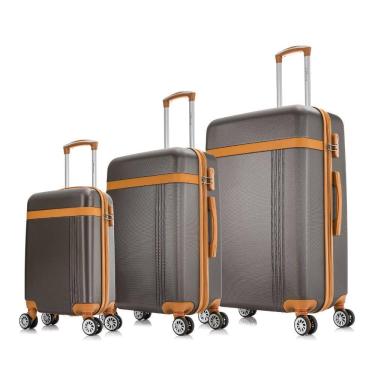 Imagem de Conjunto 3 mala de viagem Rígida 4 rodas 360° marrom Bruges Swiss Move