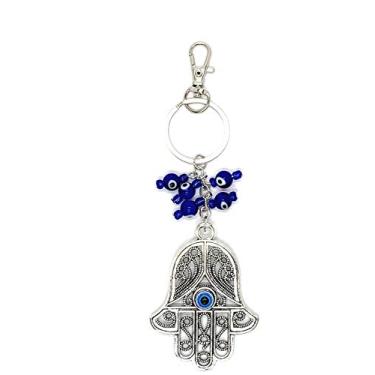 Imagem de Chaveiro Bravo Team Hamsa mão e olho turco azul com trava de fecho - sinal de boa sorte e bênção - chaves de casa e bolsa de escritório coisas decorativas e acessórios - ornamentos de carro para