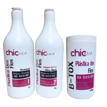 Imagem de Kit Plástica dos fios Açaí e Óleo de Coco Chic Hair  - Chichair